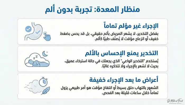 هل منظار المعدة مؤلم