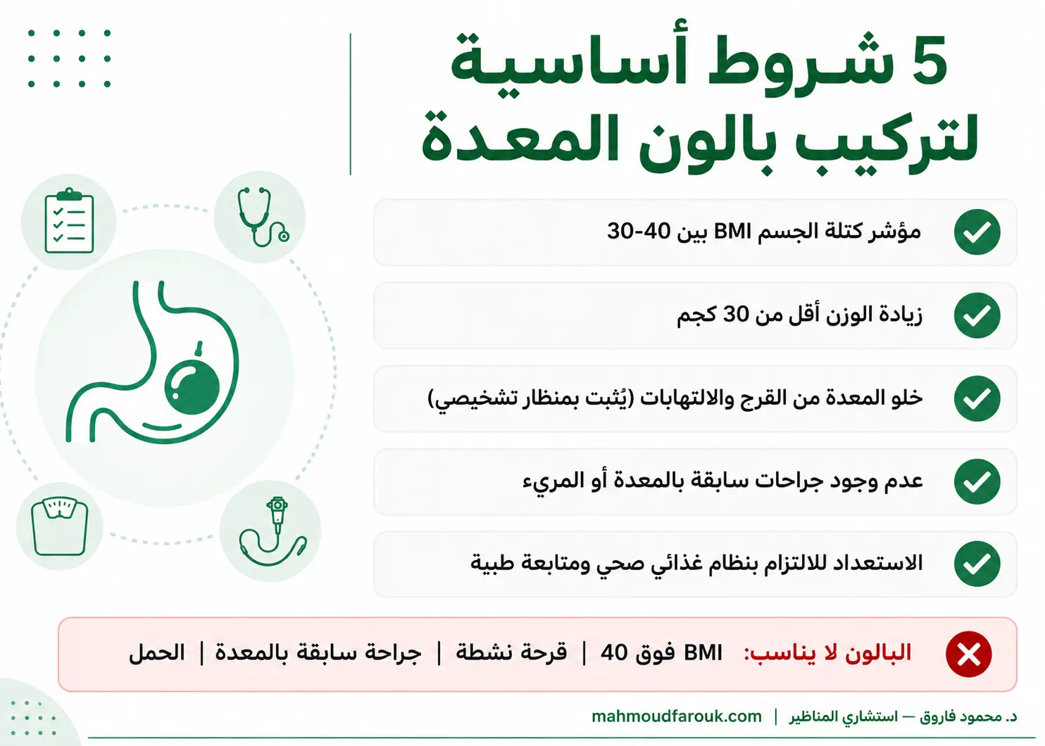 أهم 5 شروط لتركيب بالون المعدة
