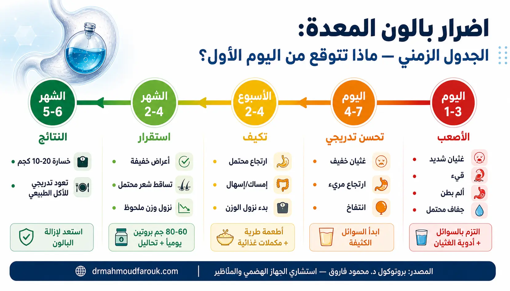 اضرار بالون المعدة الجدول الزمنى